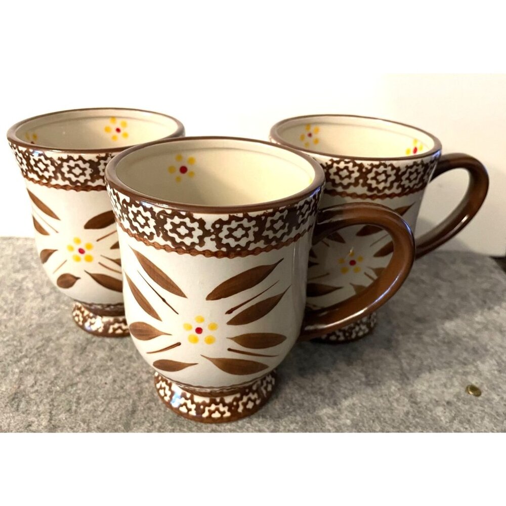 3 Temptation old World Pattern By Tara Brown color Coffee Cups  #2141
